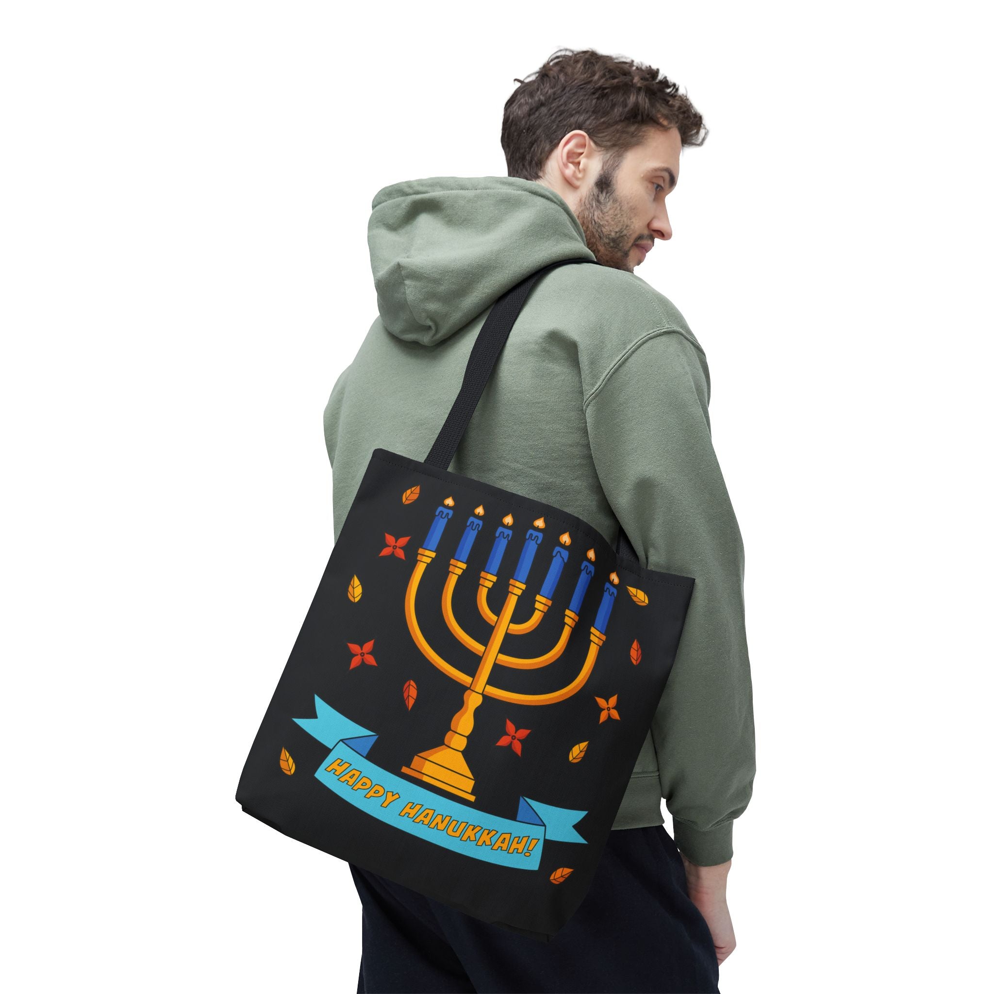 Hanukkah Menorah Tote Bag – "Happy Hanukkah" Holiday Gift Tote