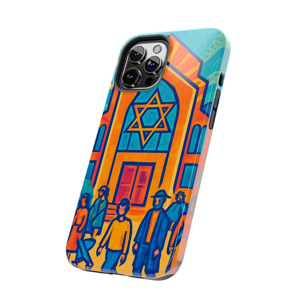 Jewish Synagogue Art Tough Phone Case — Colorful Jewish Community Design