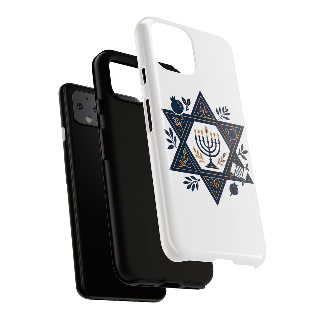 Jewish Star of David Menorah Phone Case — Jewish Hanukkah Symbol Protective Cover