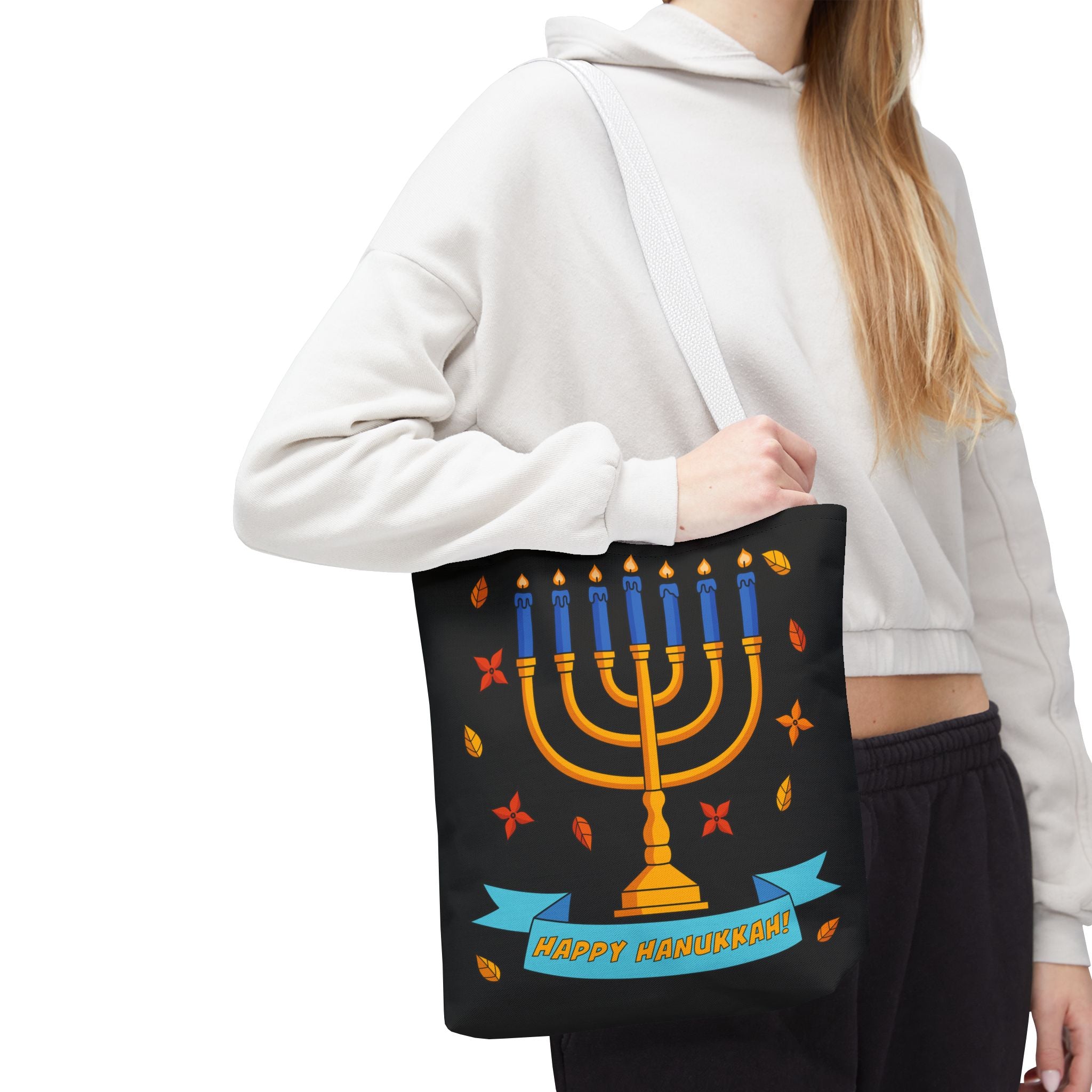 Hanukkah Menorah Tote Bag – "Happy Hanukkah" Holiday Gift Tote