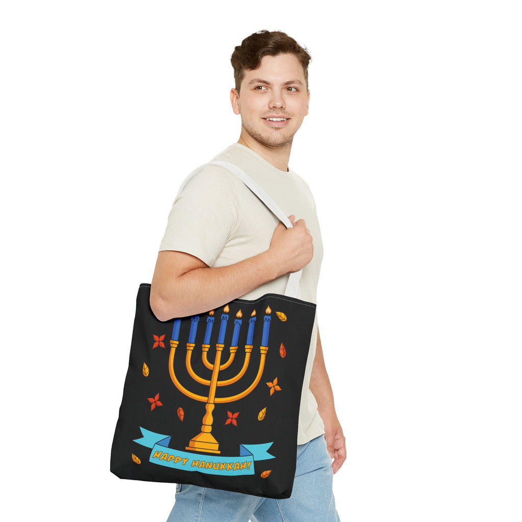 Hanukkah Menorah Tote Bag – "Happy Hanukkah" Holiday Gift Tote