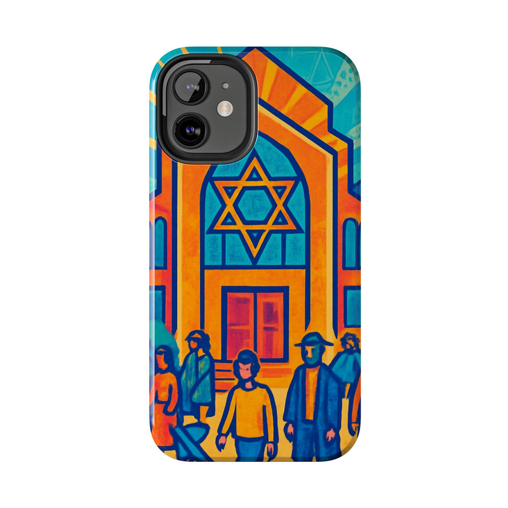 Jewish Synagogue Art Tough Phone Case — Colorful Jewish Community Design