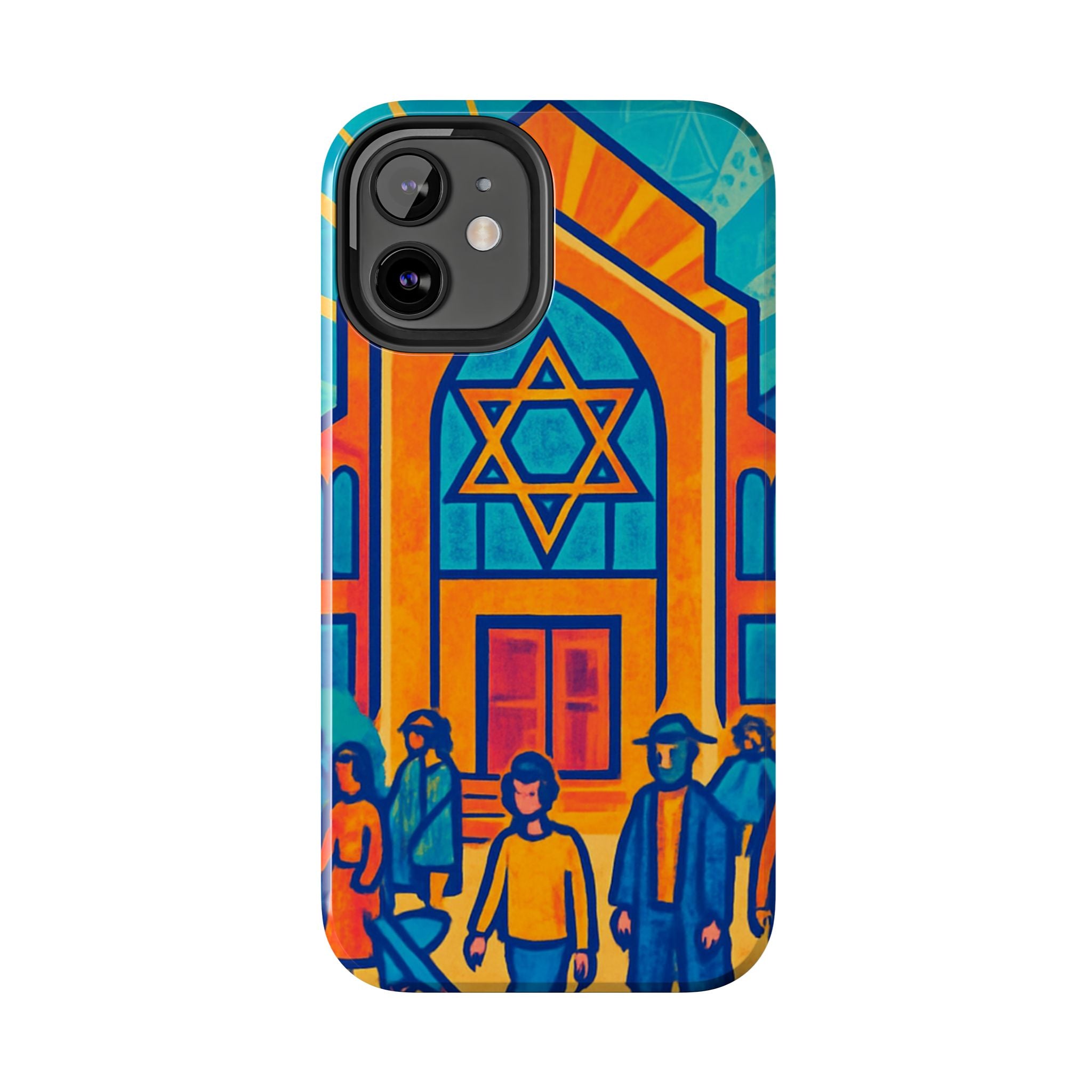 Jewish Synagogue Art Tough Phone Case — Colorful Jewish Community Design