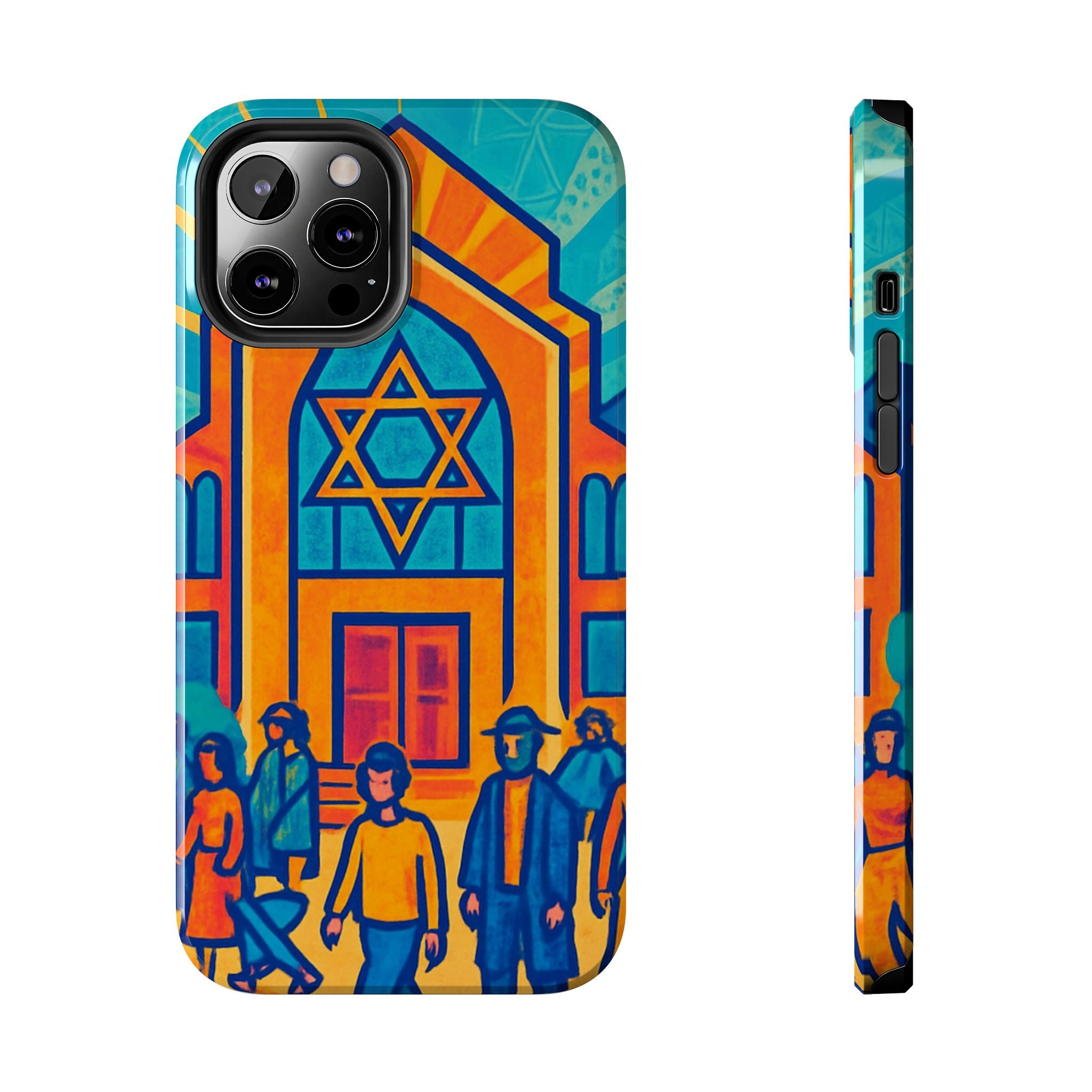 Jewish Synagogue Art Tough Phone Case — Colorful Jewish Community Design