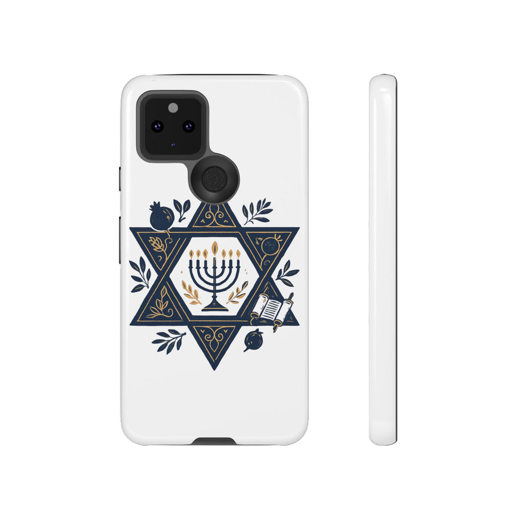 Jewish Star of David Menorah Phone Case — Jewish Hanukkah Symbol Protective Cover