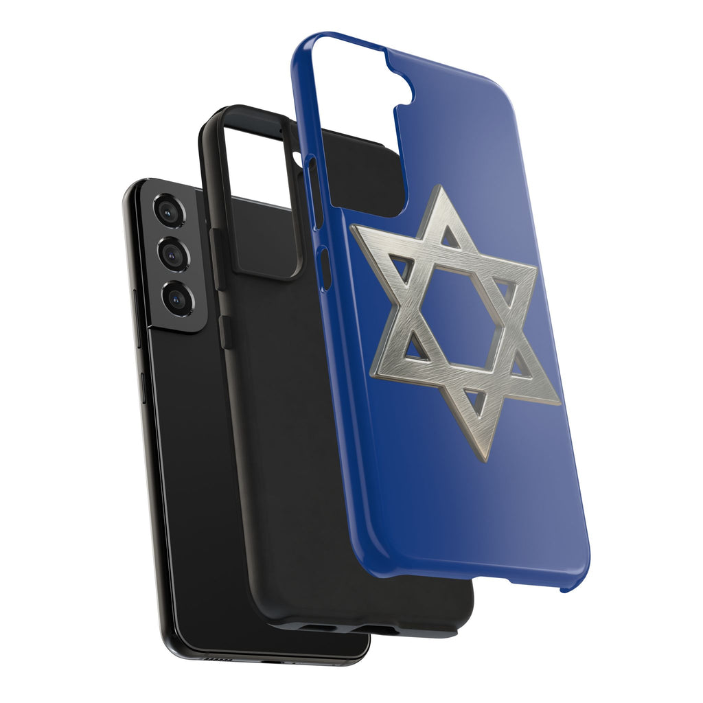 Jewish Blue Phone Case with Silver Star of David – Tough Protective Jewish Religious Design