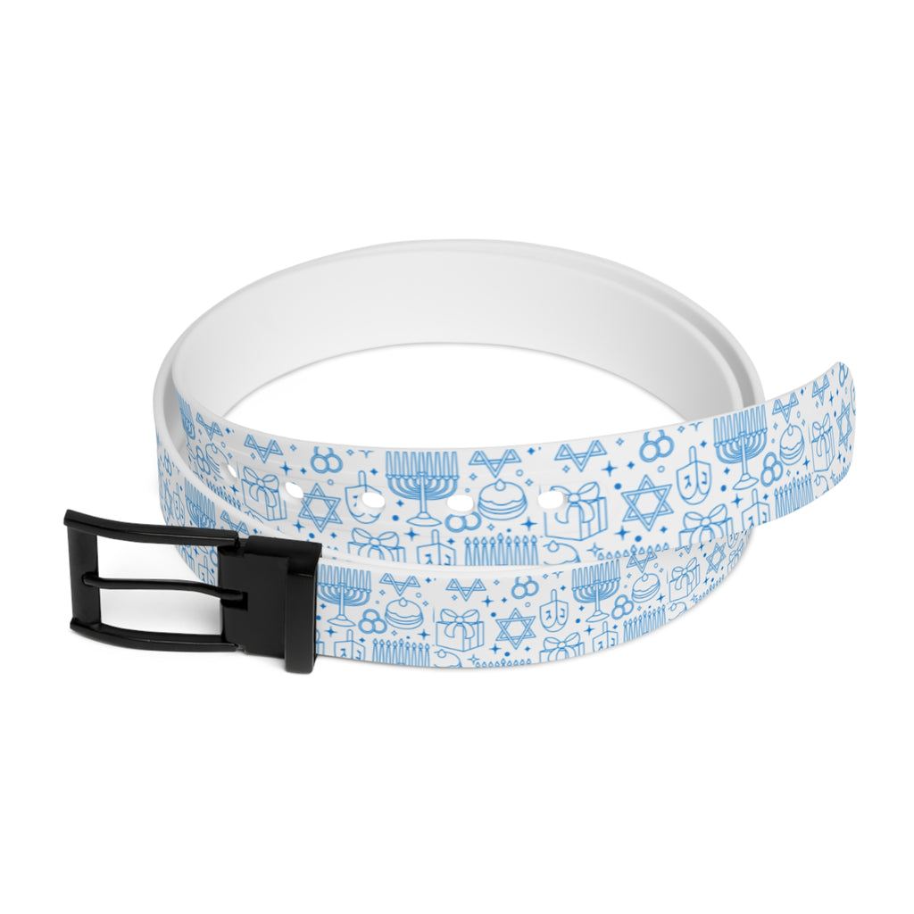 Light Blue Floral Pattern Belt — Casual Denim Accessory
