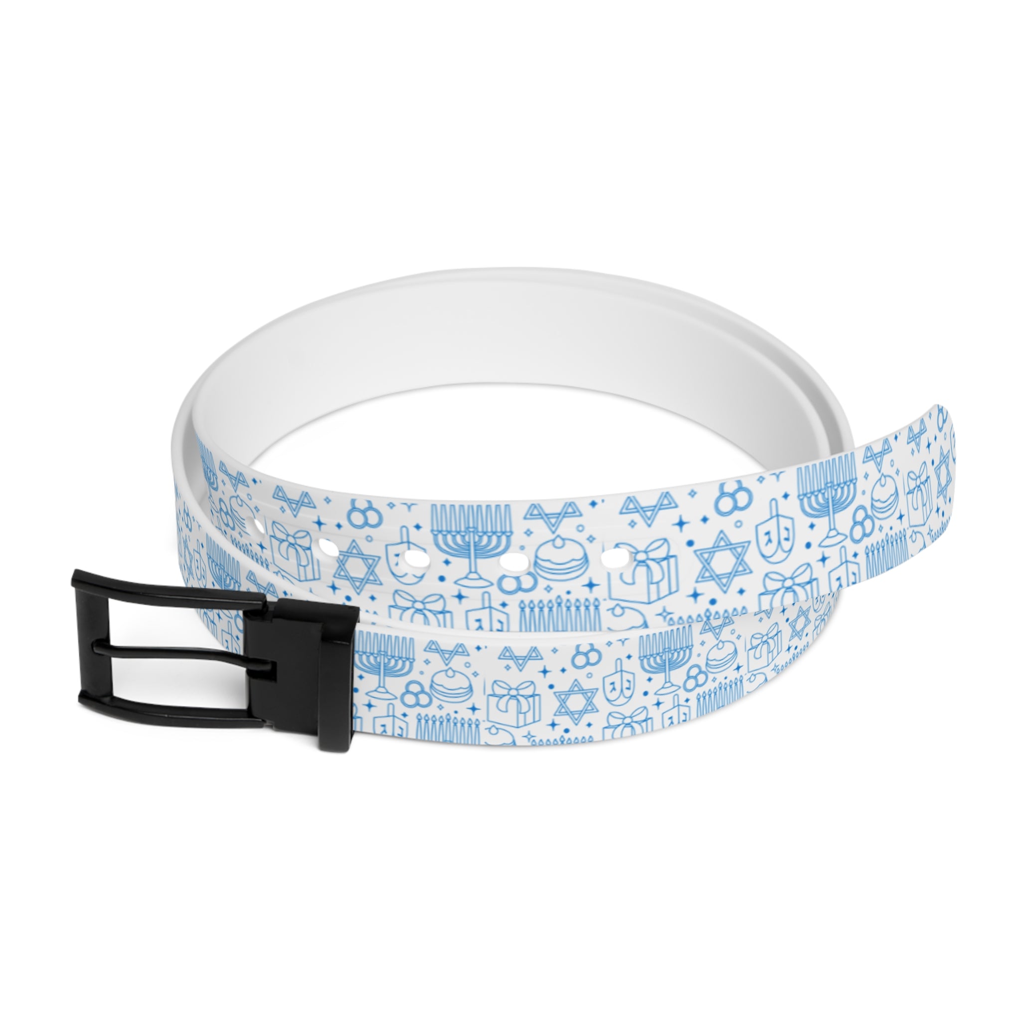 Light Blue Floral Pattern Belt — Casual Denim Accessory