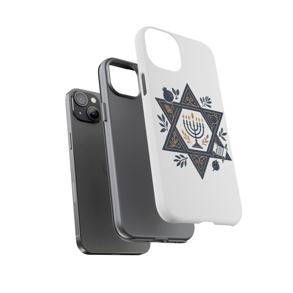 Jewish Star of David Menorah Phone Case — Jewish Hanukkah Symbol Protective Cover