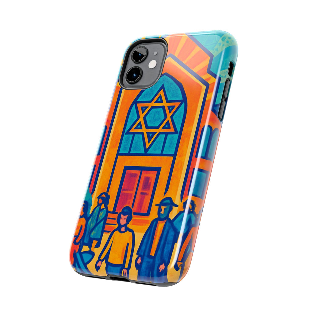Jewish Synagogue Art Tough Phone Case — Colorful Jewish Community Design