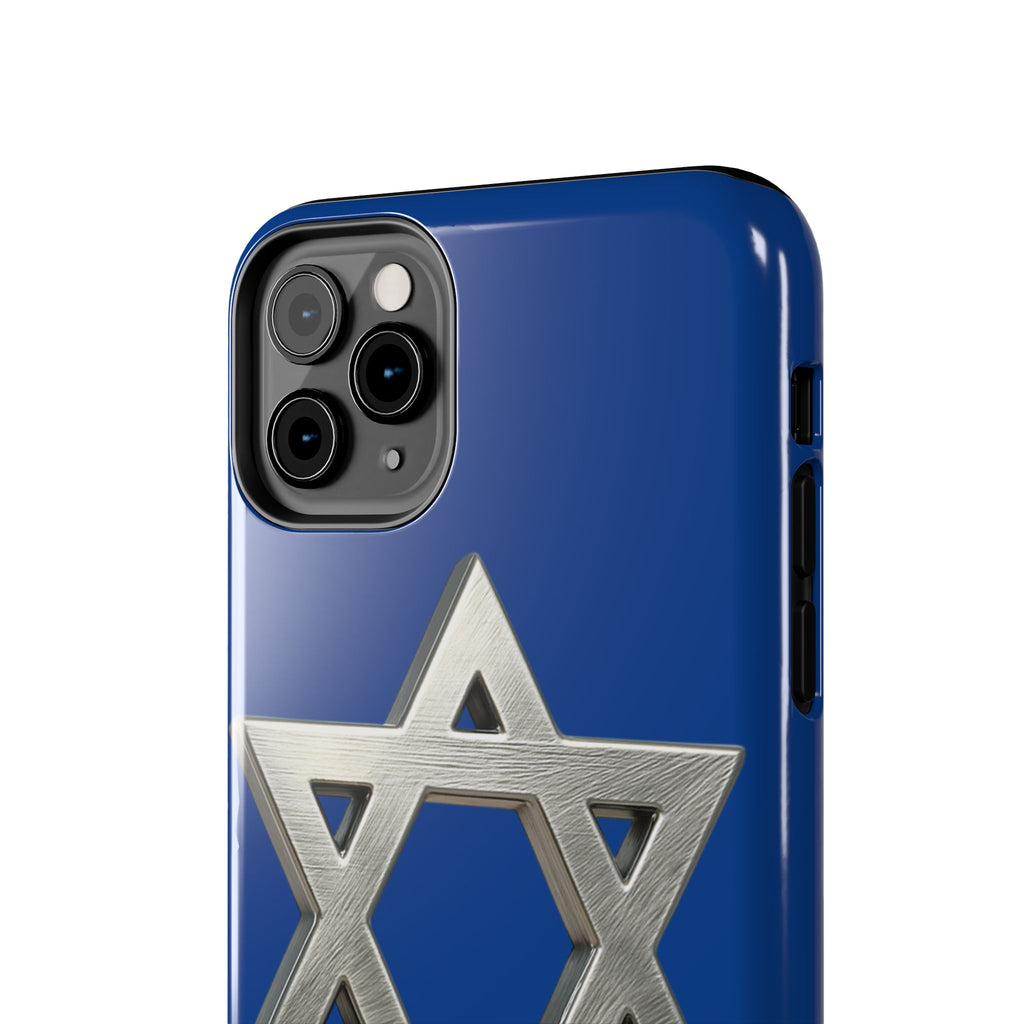 Jewish Blue Phone Case with Silver Star of David – Tough Protective Jewish Religious Design
