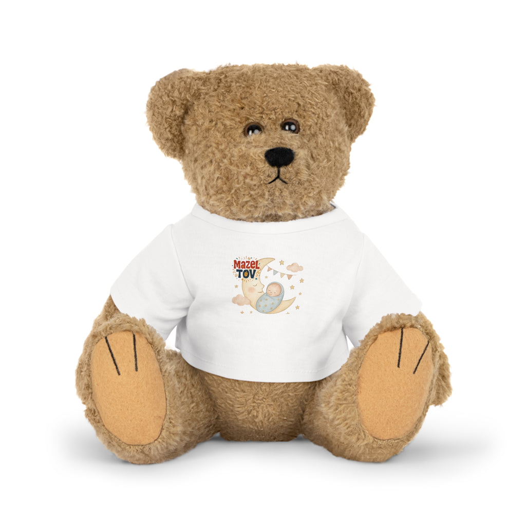 Baby Shower Plush Bear with "Mazel Tov" T‑Shirt — Newborn Gift