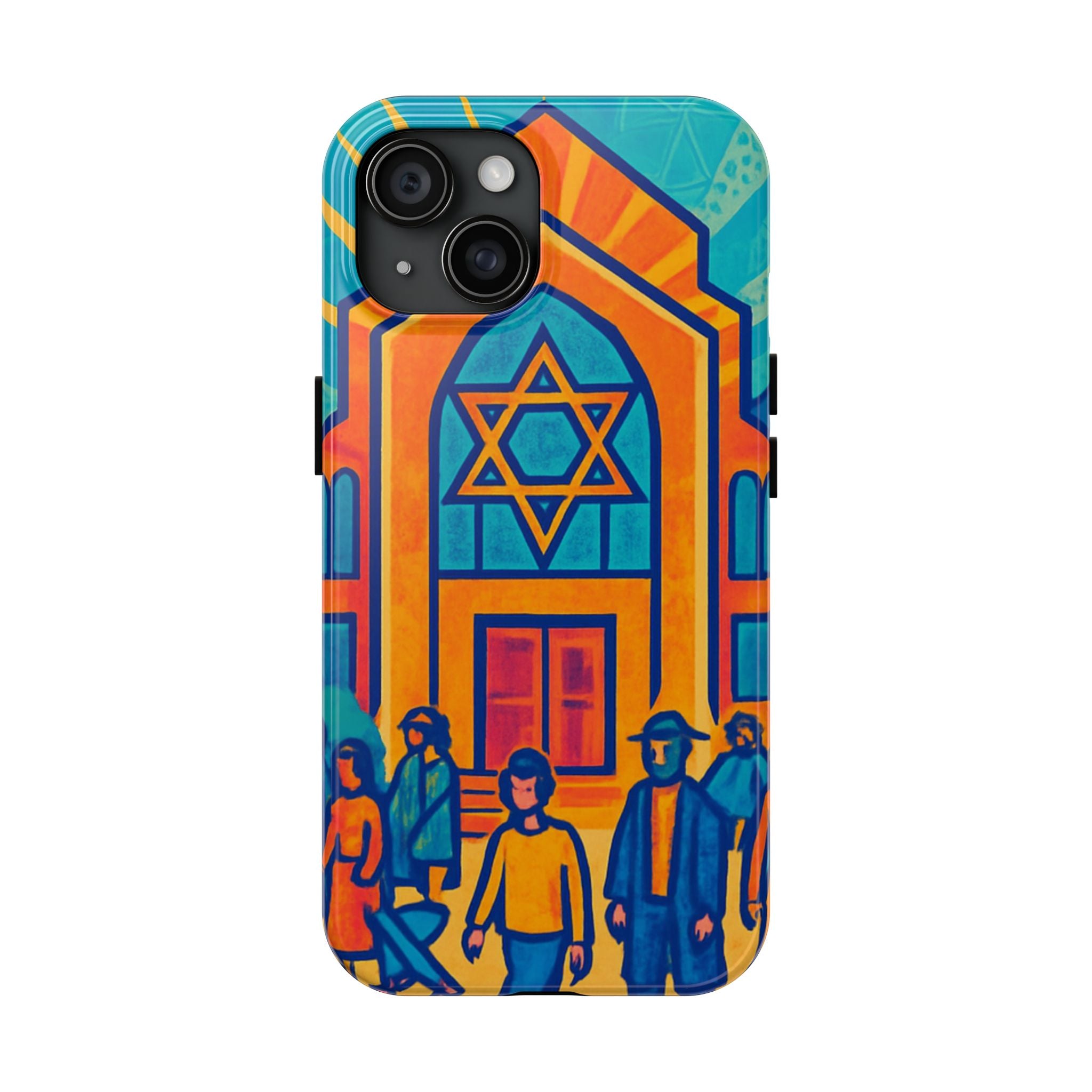Jewish Synagogue Art Tough Phone Case — Colorful Jewish Community Design