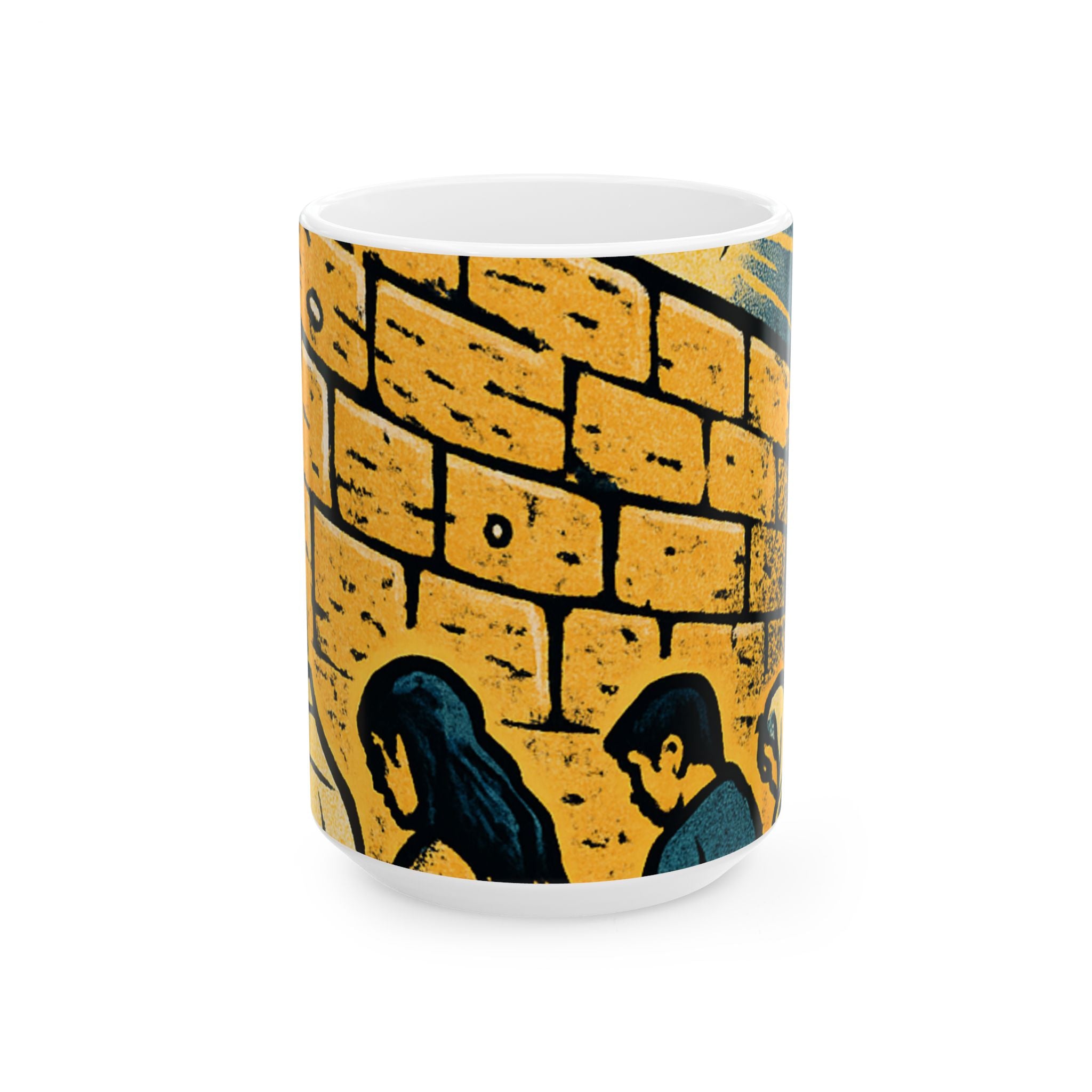 Western Wall Ceramic Mug — Jewish Jerusalem Kotel Design (11oz & 15oz)