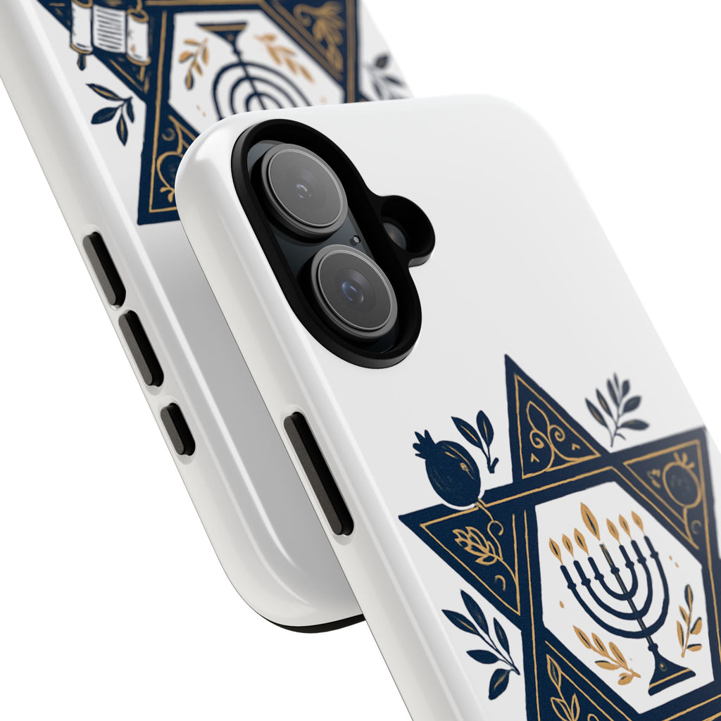 Jewish Star of David Menorah Phone Case — Jewish Hanukkah Symbol Protective Cover