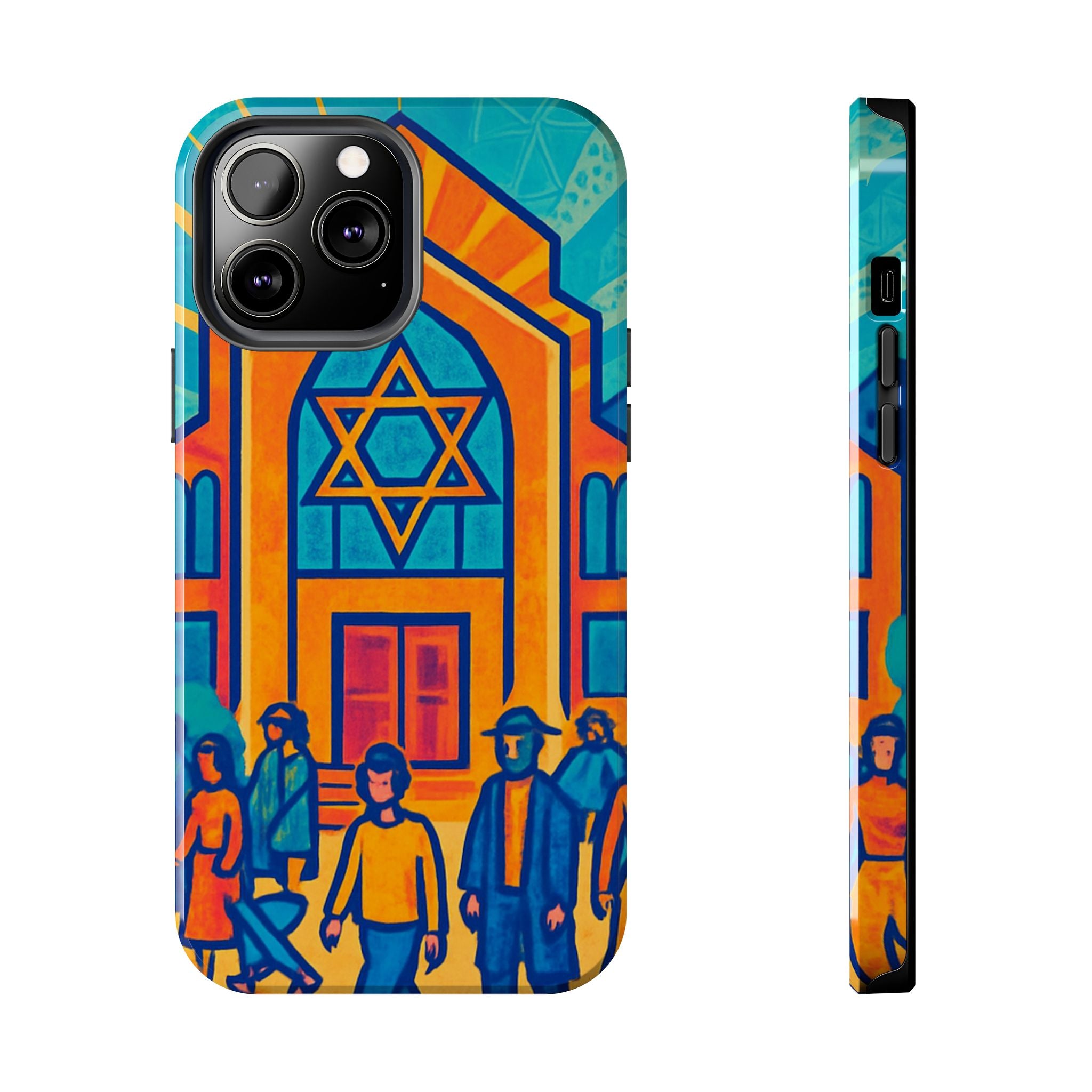 Jewish Synagogue Art Tough Phone Case — Colorful Jewish Community Design