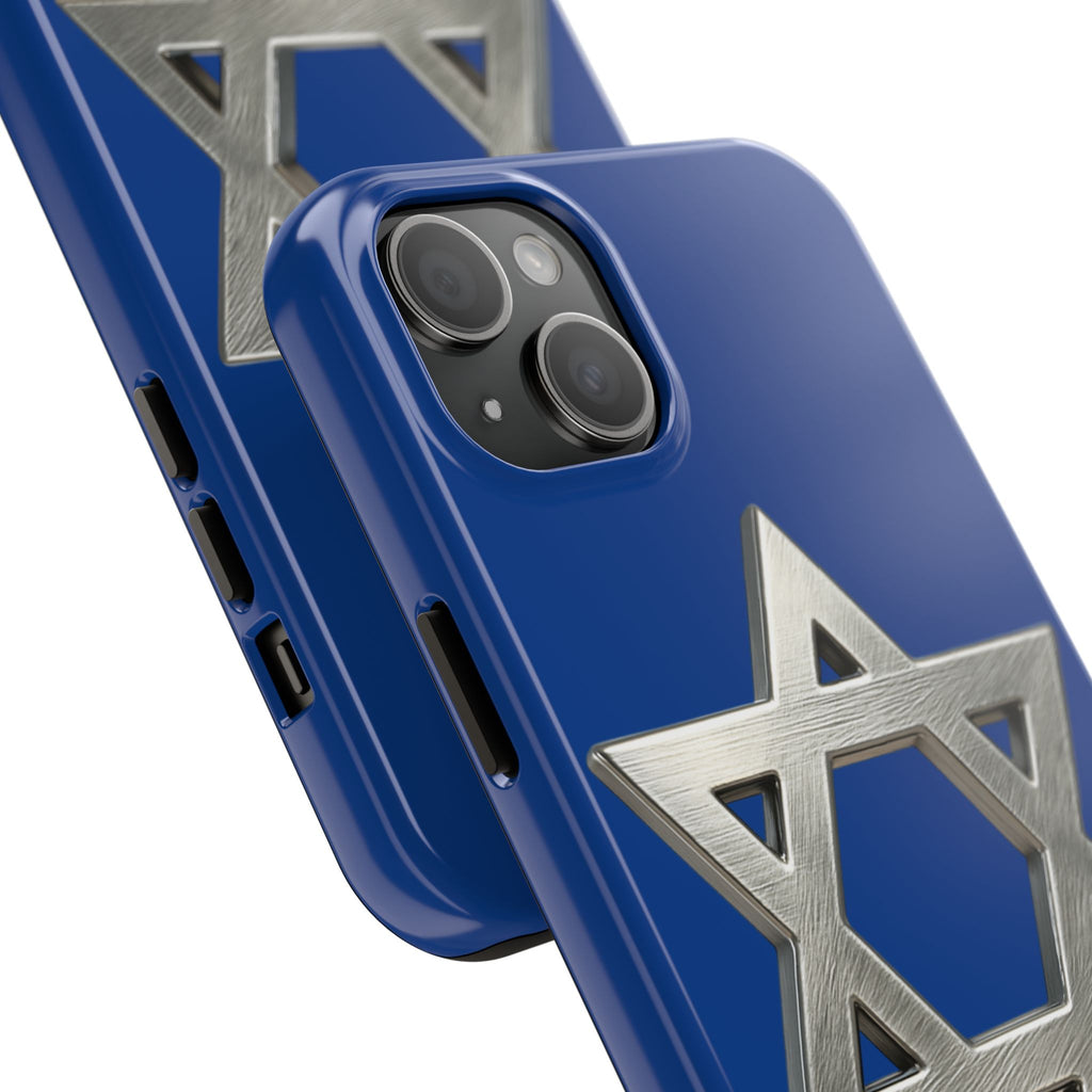 Jewish Blue Phone Case with Silver Star of David – Tough Protective Jewish Religious Design