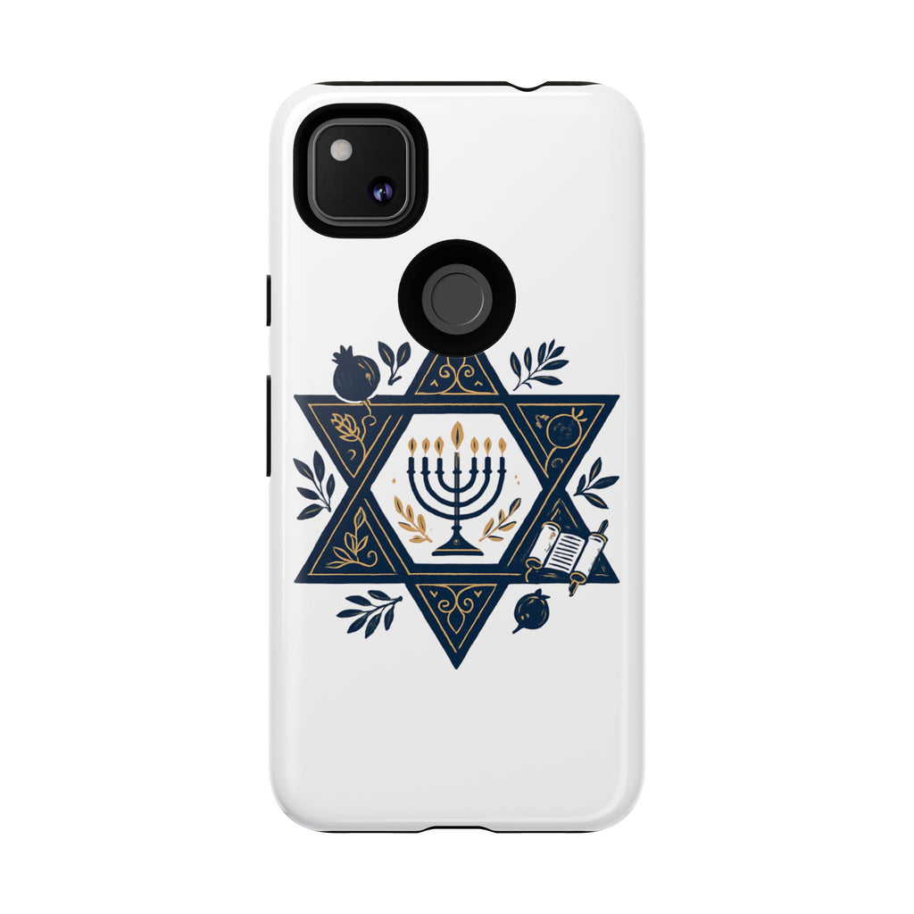 Jewish Star of David Menorah Phone Case — Jewish Hanukkah Symbol Protective Cover