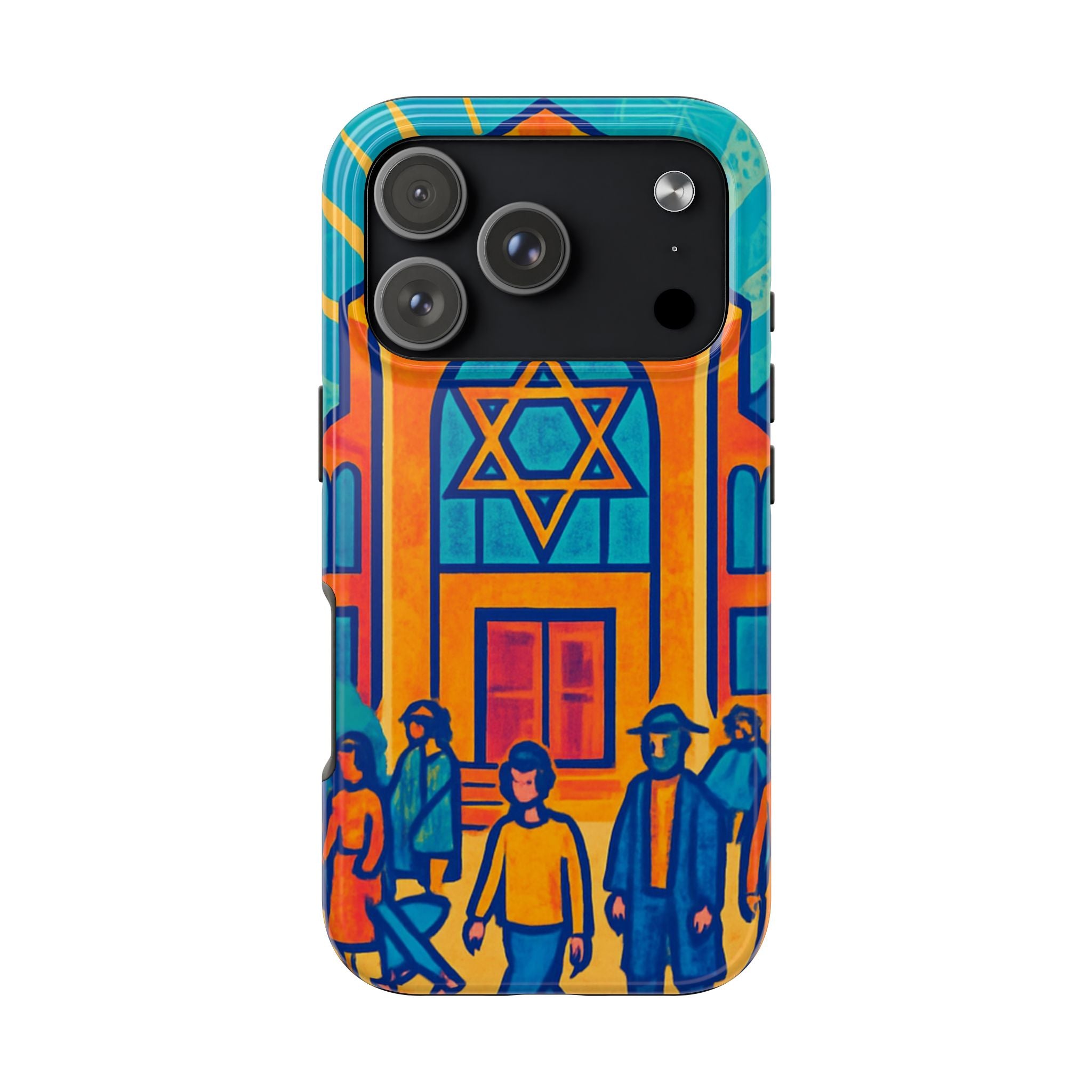 Jewish Synagogue Art Tough Phone Case — Colorful Jewish Community Design