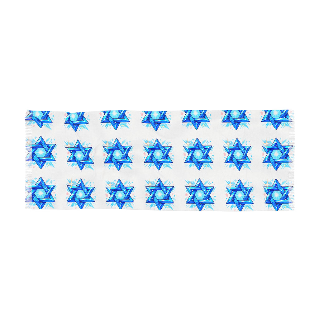 Star of David Light Scarf — Blue Hanukkah Prayer Shawl