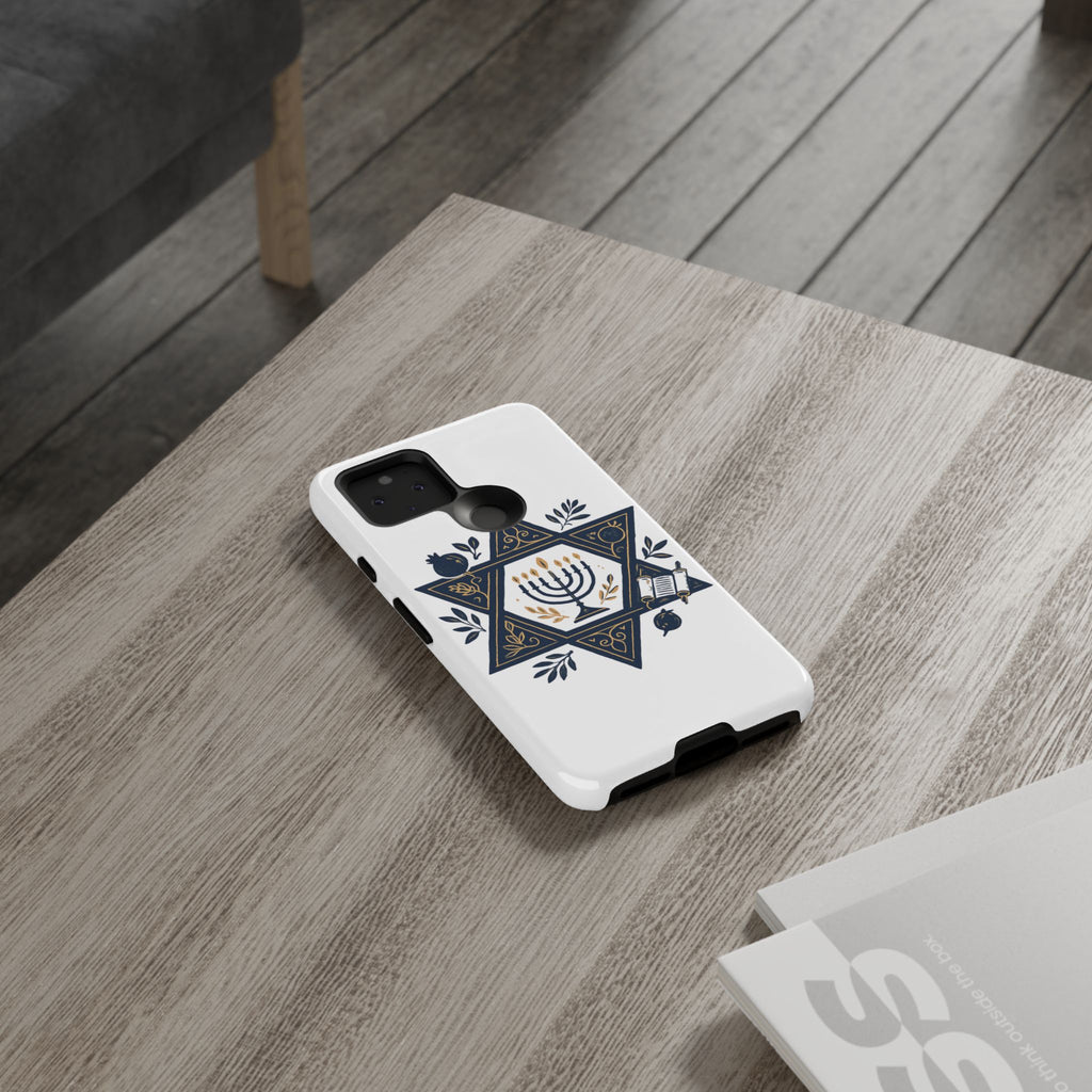 Jewish Star of David Menorah Phone Case — Jewish Hanukkah Symbol Protective Cover