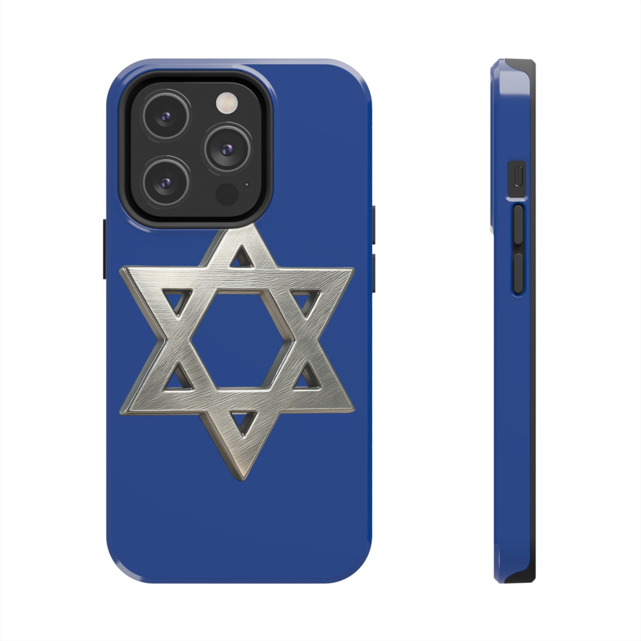 Jewish Blue Phone Case with Silver Star of David – Tough Protective Jewish Religious Design