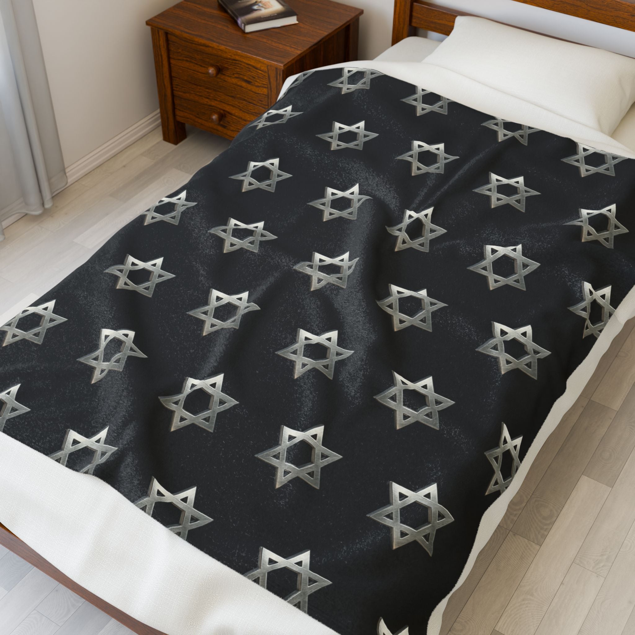 Star of David Velveteen Plush Blanket — Soft Jewish Symbol Throw