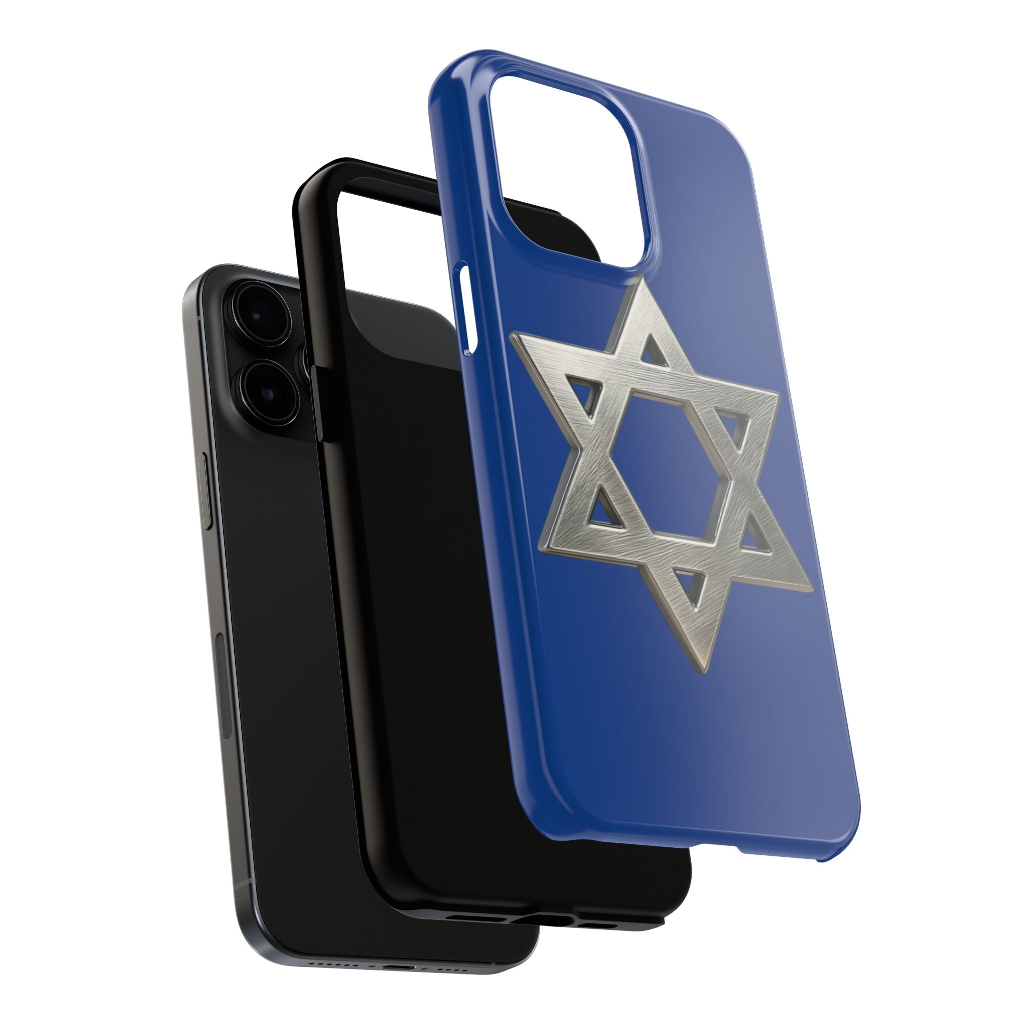 Jewish Blue Phone Case with Silver Star of David – Tough Protective Jewish Religious Design