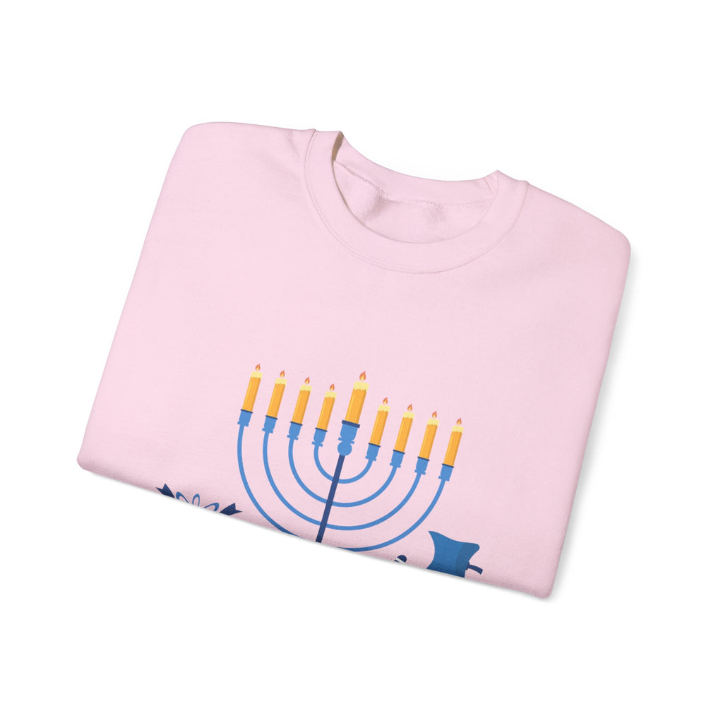 Hanukkah Crewneck Sweatshirt — Menorah, Dreidel & ‘Happy Hanukkah’ Holiday Sweater