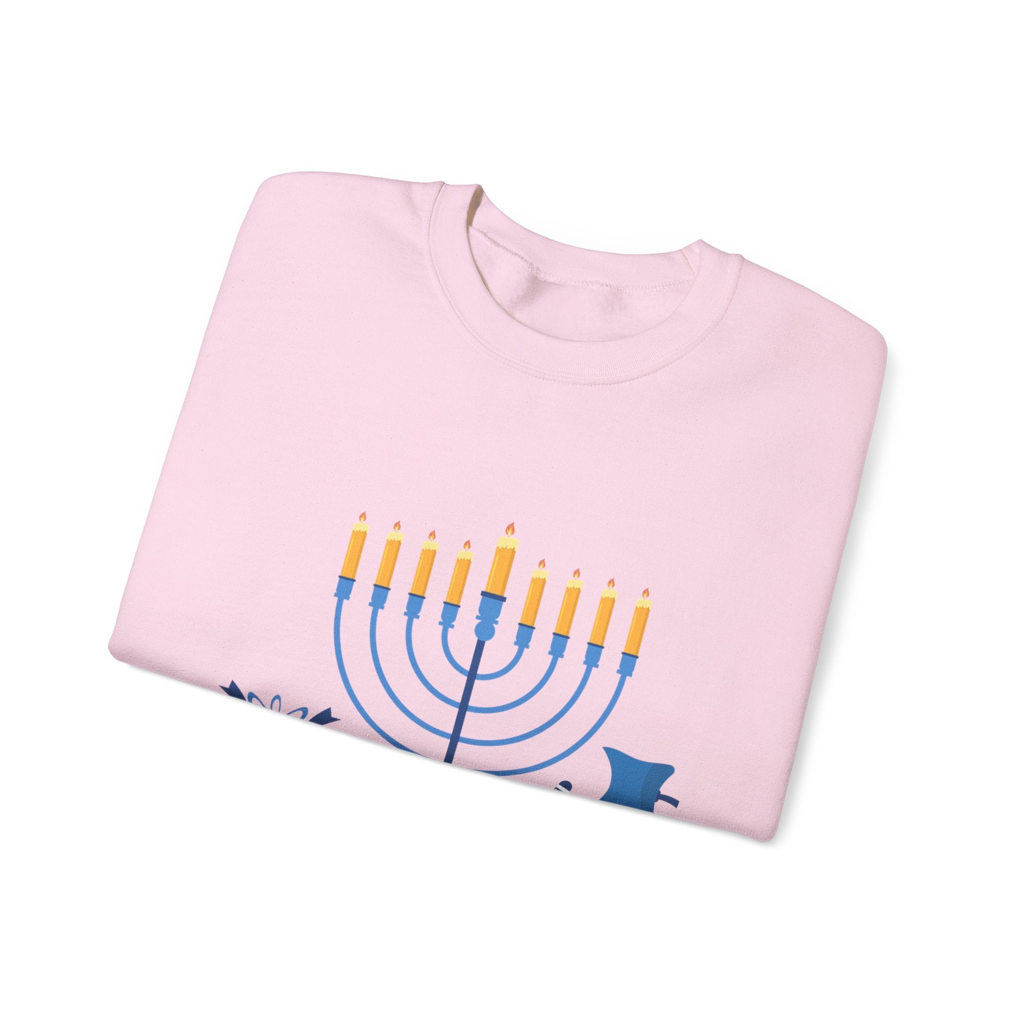 Hanukkah Crewneck Sweatshirt — Menorah, Dreidel & ‘Happy Hanukkah’ Holiday Sweater