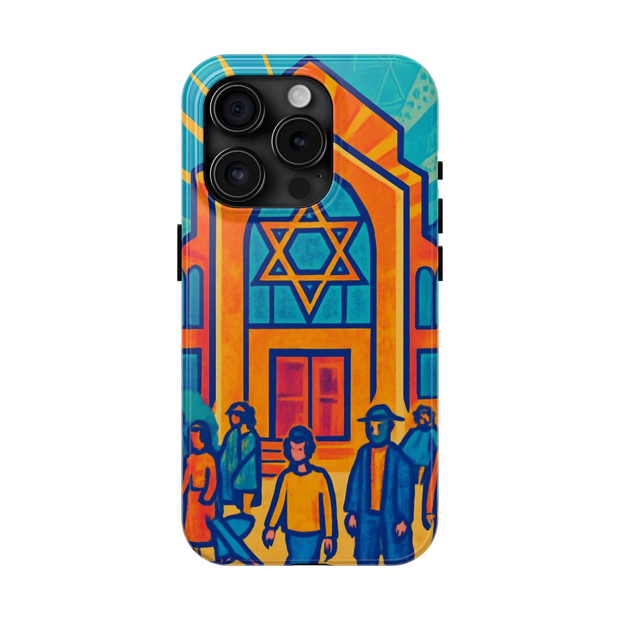 Jewish Synagogue Art Tough Phone Case — Colorful Jewish Community Design