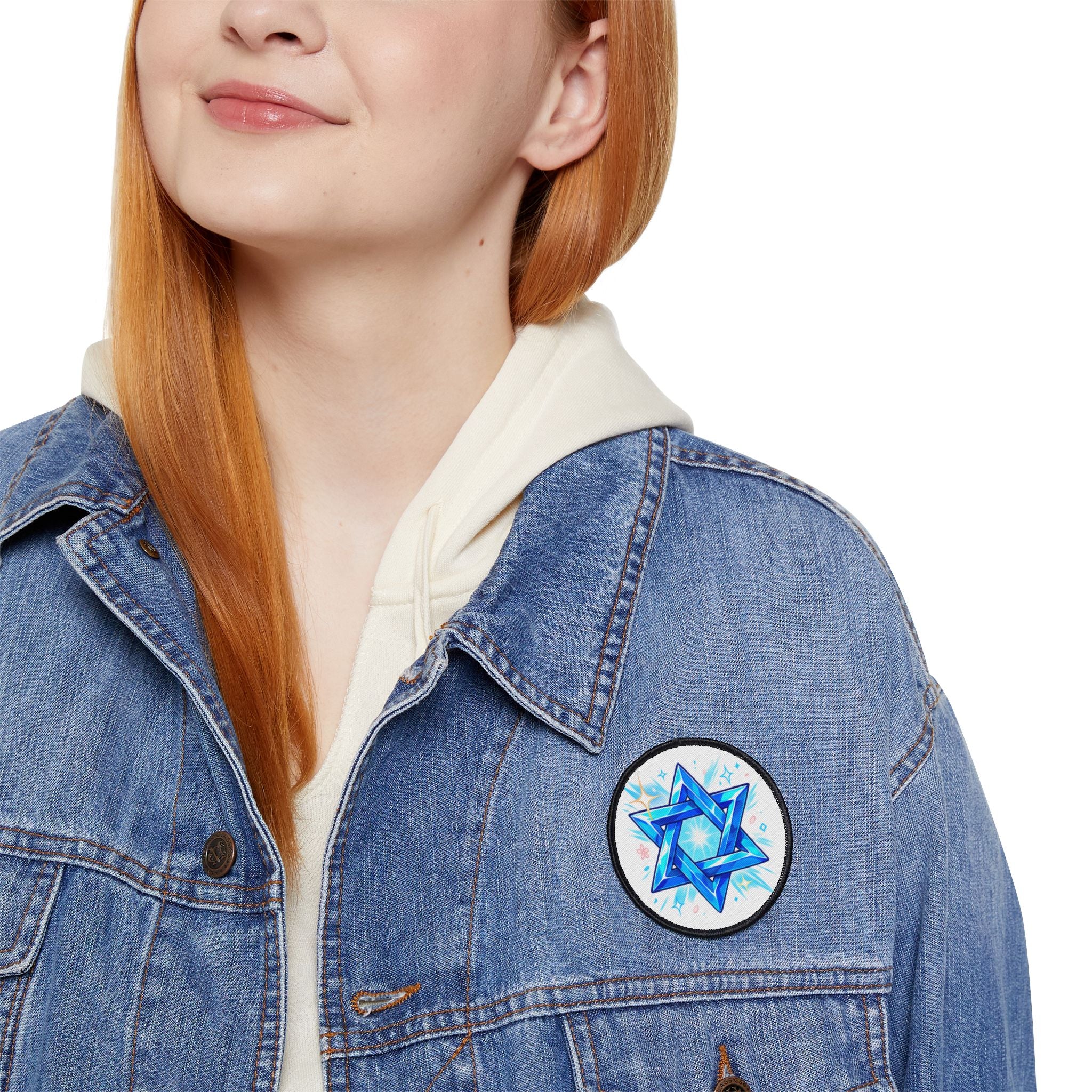 Star of David Iron-On Patch — Sparkling Blue Judaica Patch for Jackets & Bags