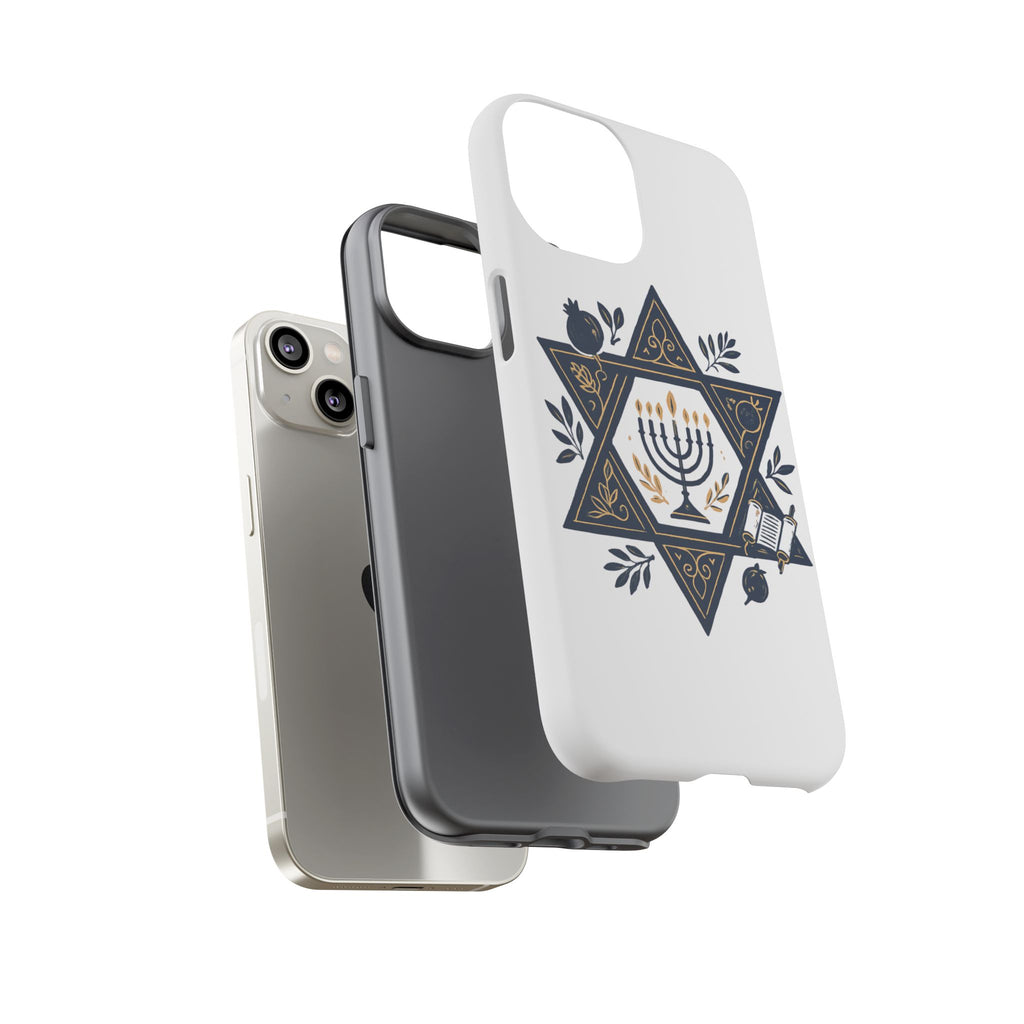 Jewish Star of David Menorah Phone Case — Jewish Hanukkah Symbol Protective Cover