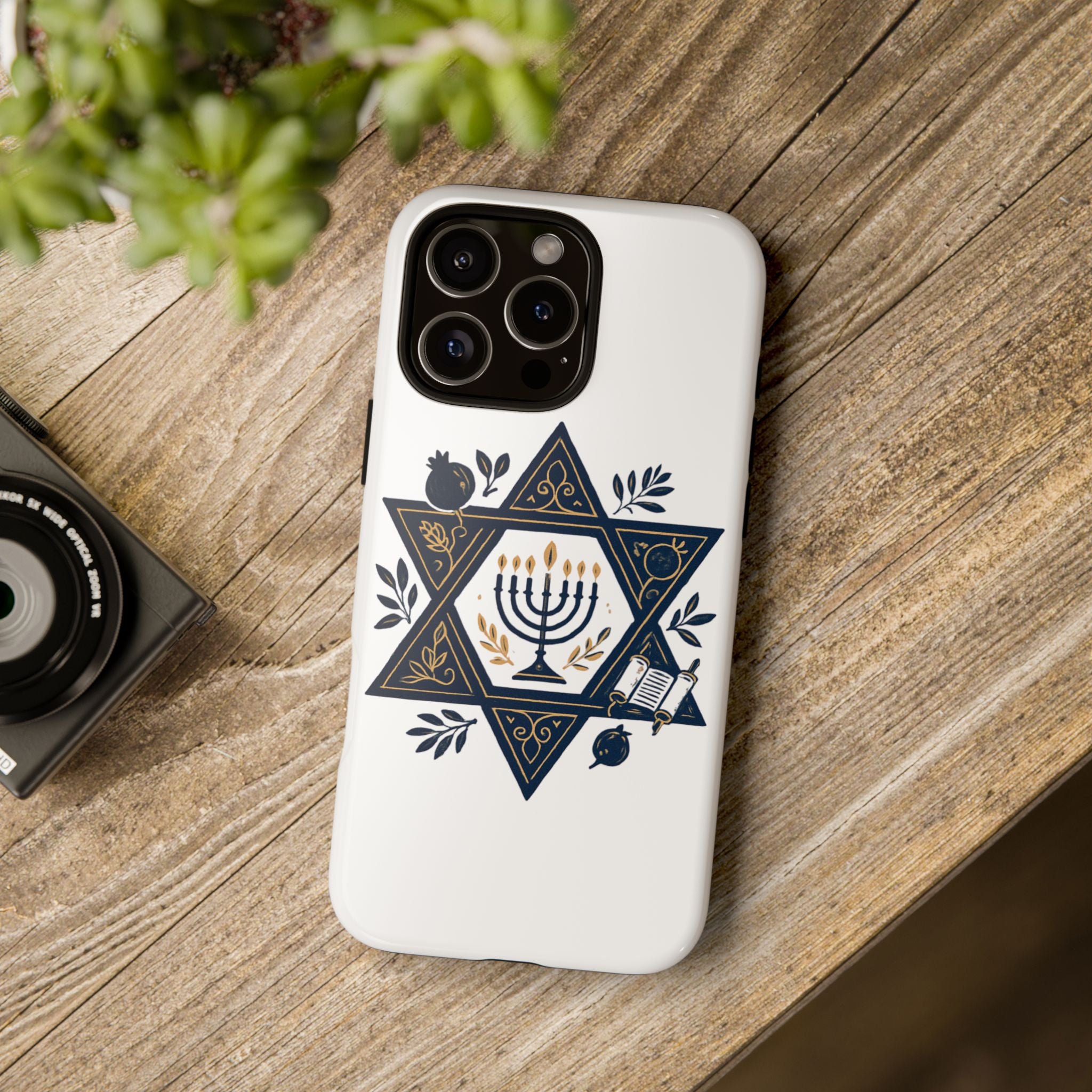 Jewish Star of David Menorah Phone Case — Jewish Hanukkah Symbol Protective Cover