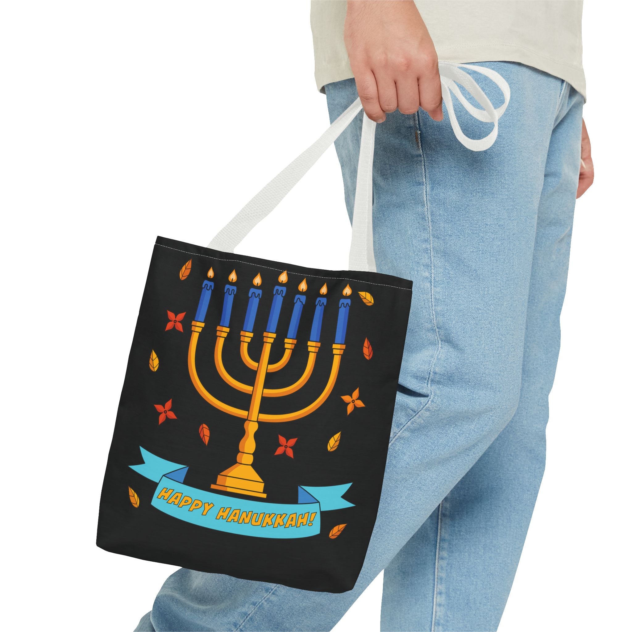 Hanukkah Menorah Tote Bag – "Happy Hanukkah" Holiday Gift Tote