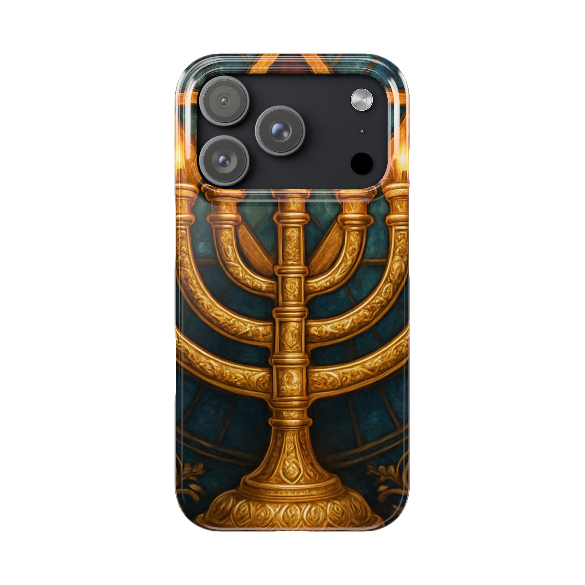 Menorah Slim Phone Case — Gold Hanukkah Dreidel Design