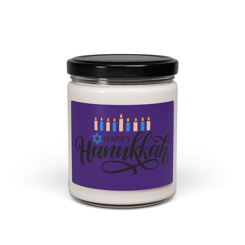 Hanukkah Soy Candle — 9oz Scented Holiday Candle (Happy Hanukkah Menorah Design)