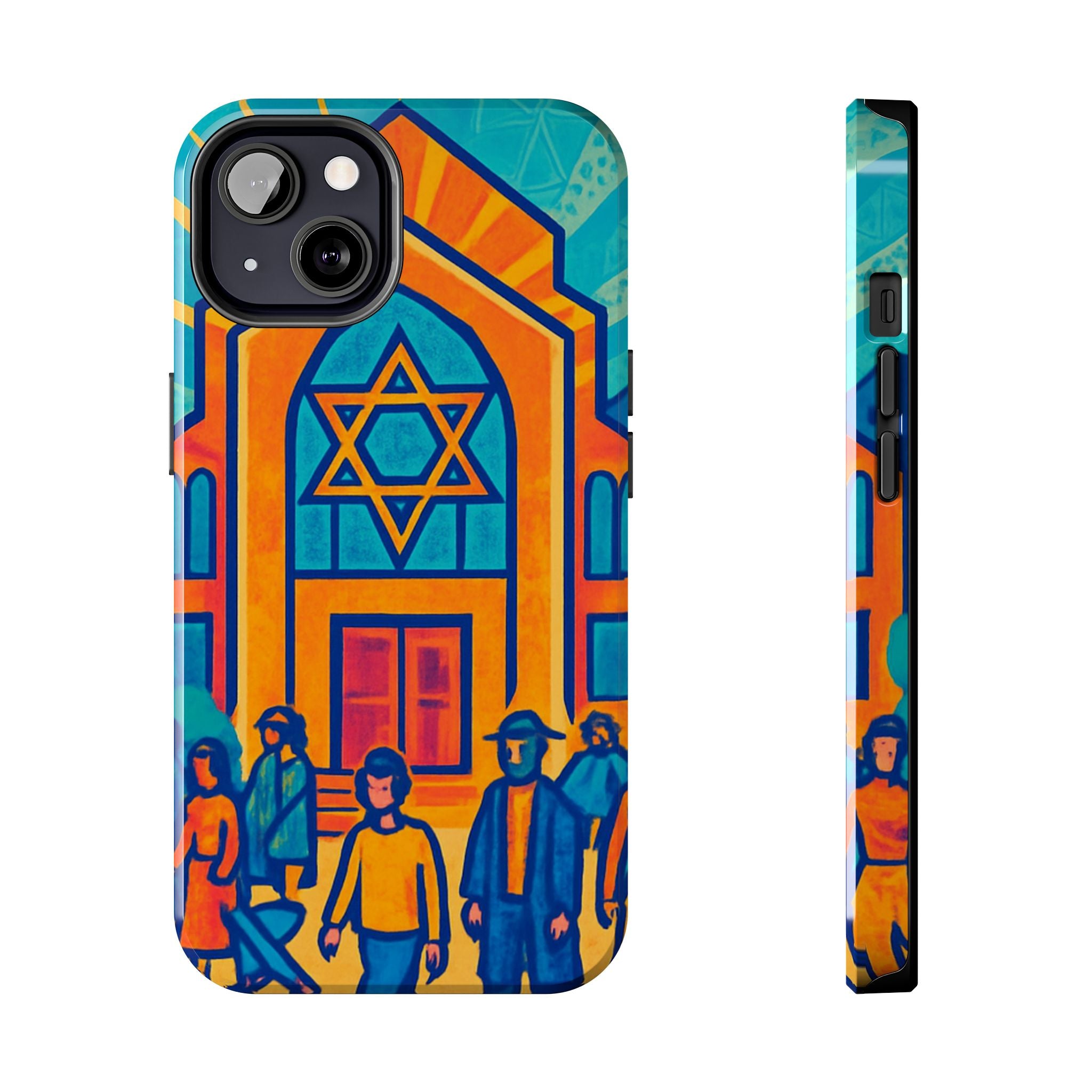Jewish Synagogue Art Tough Phone Case — Colorful Jewish Community Design