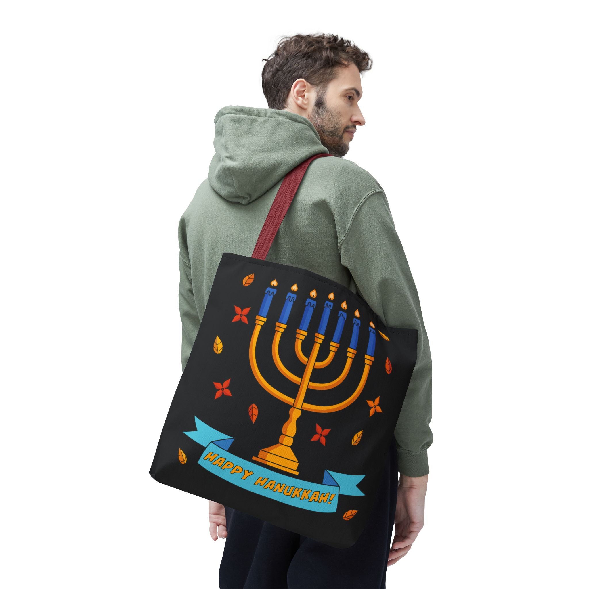 Hanukkah Menorah Tote Bag – "Happy Hanukkah" Holiday Gift Tote