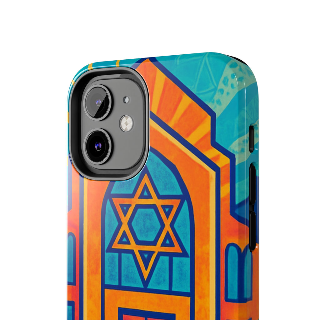 Jewish Synagogue Art Tough Phone Case — Colorful Jewish Community Design