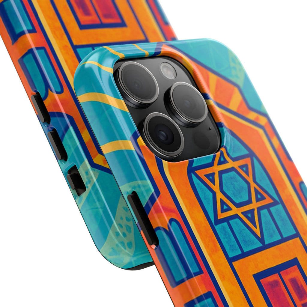 Jewish Synagogue Art Tough Phone Case — Colorful Jewish Community Design