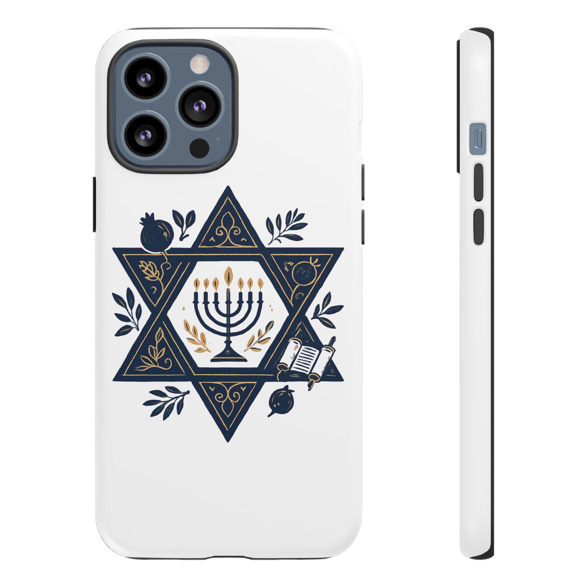 Jewish Star of David Menorah Phone Case — Jewish Hanukkah Symbol Protective Cover