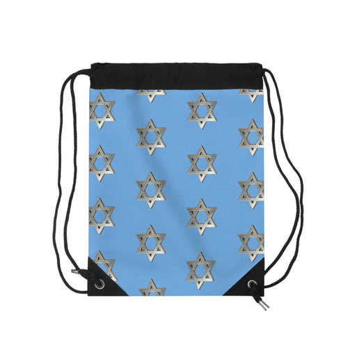 Blue & Silver Star of David Drawstring Bag