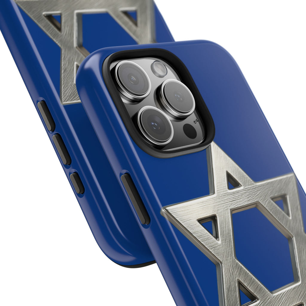 Jewish Blue Phone Case with Silver Star of David – Tough Protective Jewish Religious Design