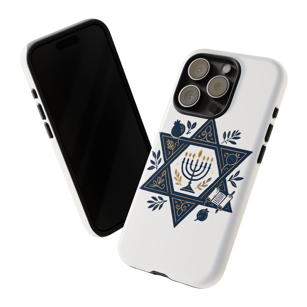 Jewish Star of David Menorah Phone Case — Jewish Hanukkah Symbol Protective Cover