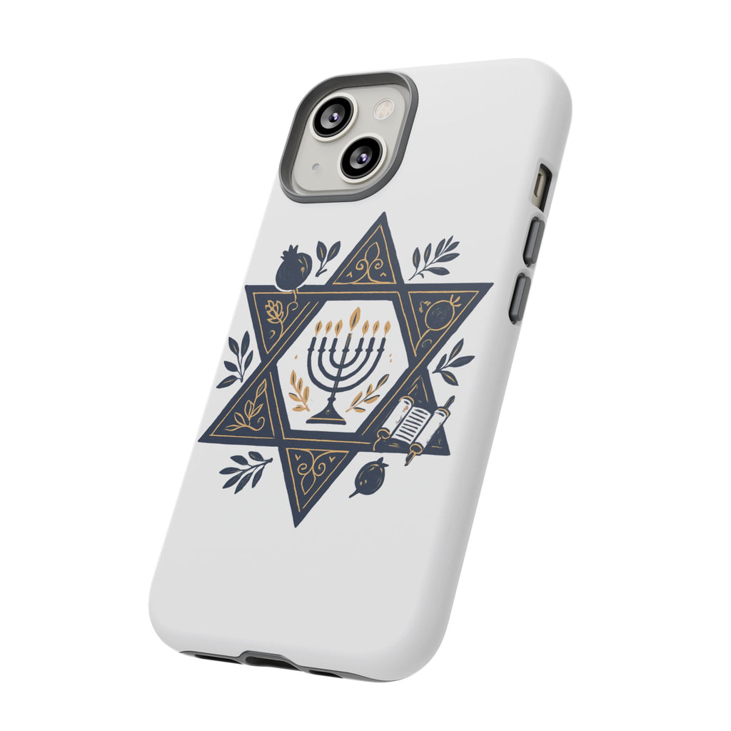 Jewish Star of David Menorah Phone Case — Jewish Hanukkah Symbol Protective Cover