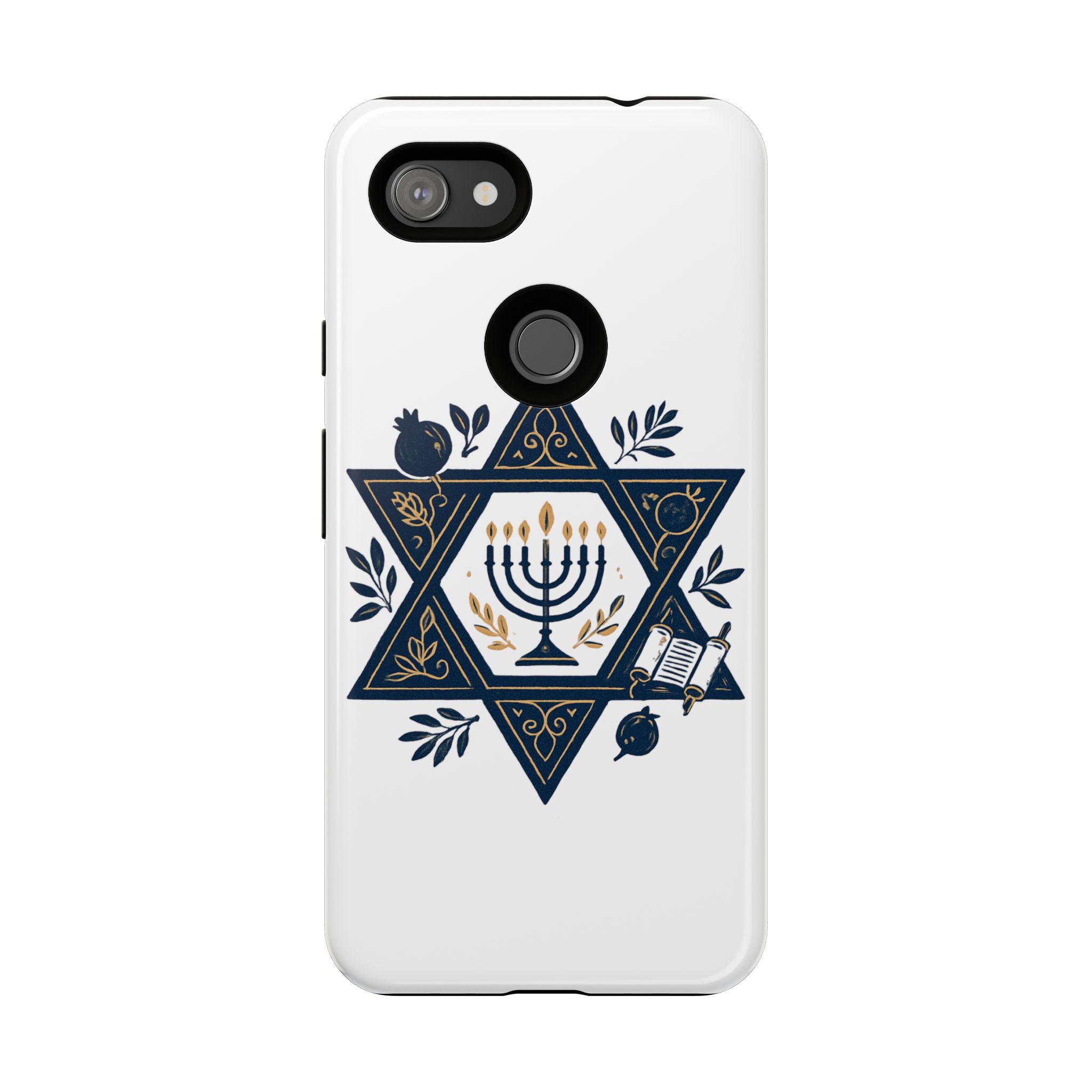 Jewish Star of David Menorah Phone Case — Jewish Hanukkah Symbol Protective Cover