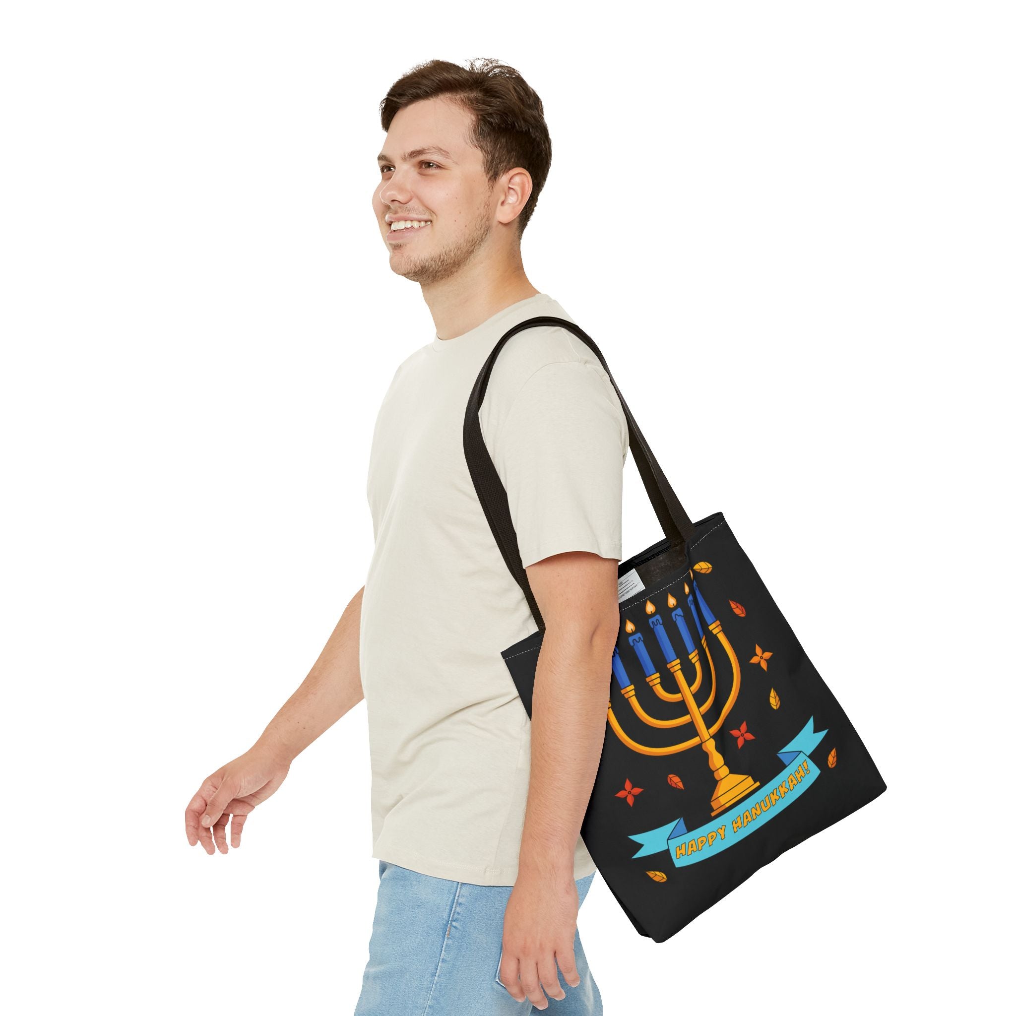 Hanukkah Menorah Tote Bag – "Happy Hanukkah" Holiday Gift Tote