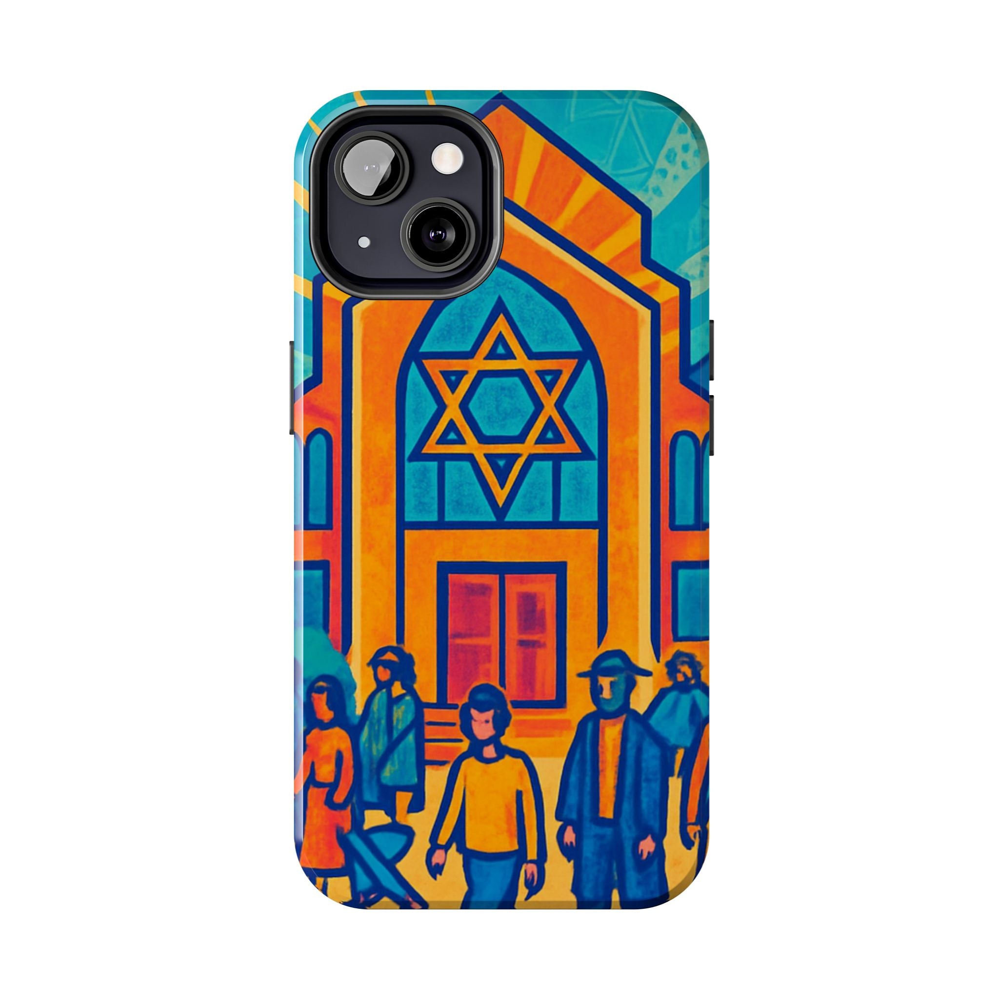 Jewish Synagogue Art Tough Phone Case — Colorful Jewish Community Design