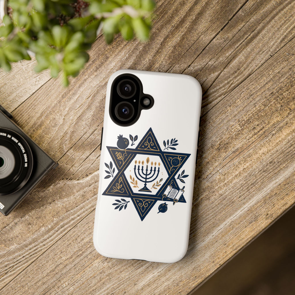 Jewish Star of David Menorah Phone Case — Jewish Hanukkah Symbol Protective Cover